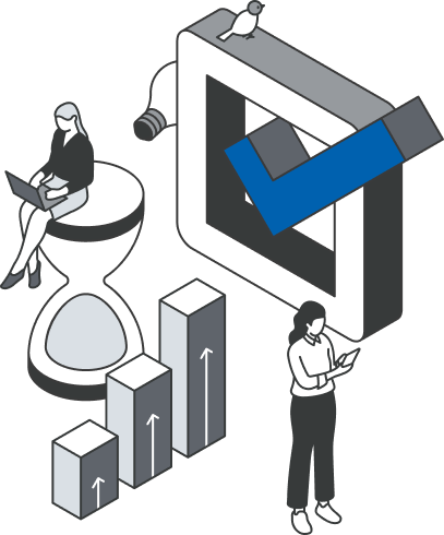 illustration of 2 business user and improvement in productivity